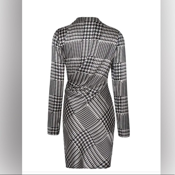 Houndstooth draped embellished mini dress - Picture 4 of 5